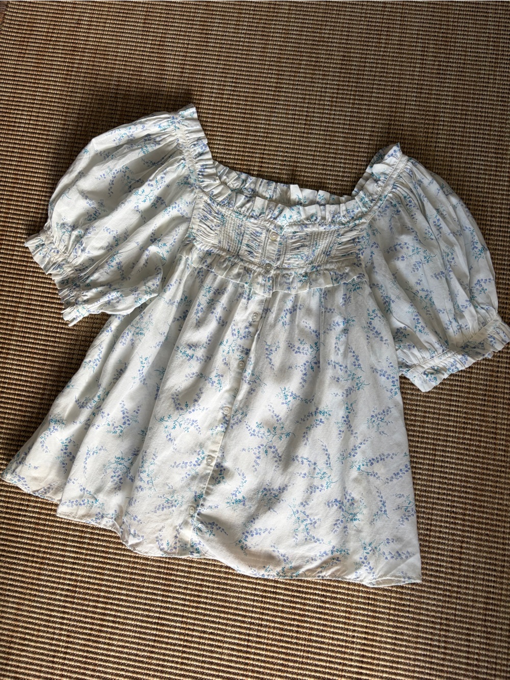Doen Farley Cotton Ruffle Shoulder Sleeve Blouse Top Blanc Bluebell Ballad White - Picture 2 of 7